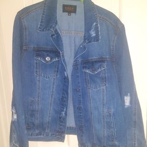 Womens Denim Distressed Jacket Sz M New